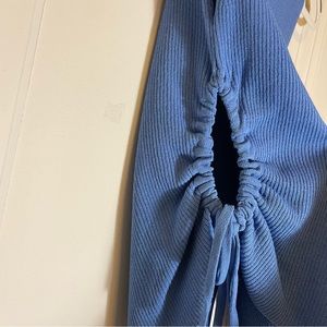 Zara blue ribbed sweater tank with side cutout
